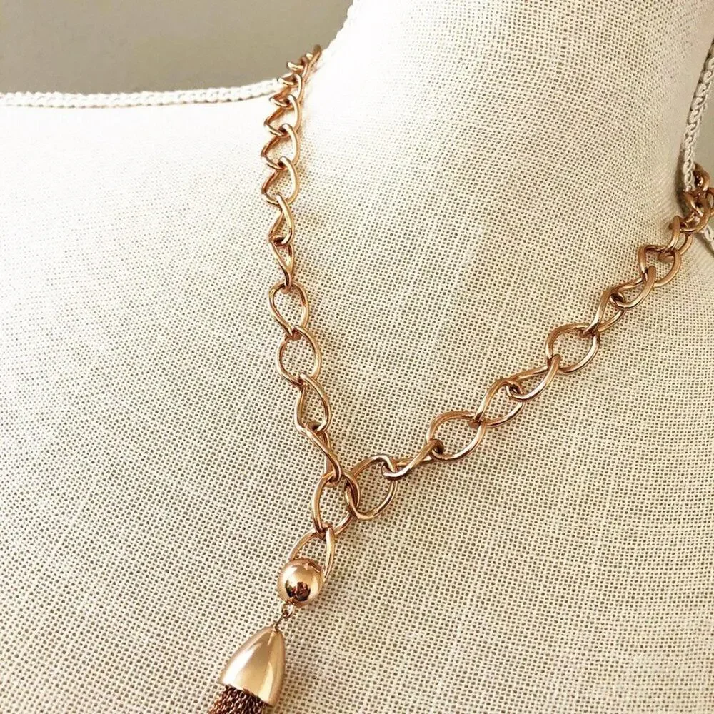 Baublebar Rose Gold Chain Tassel Necklace